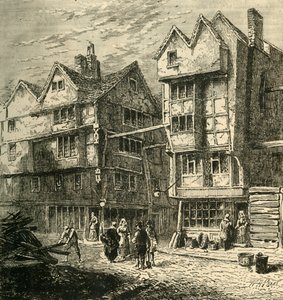 Gamle huse, der tidligere stod i Butchers Row, omkring 1800, 1881. af Unbekannt