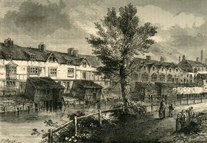 Gamle huse i London Street, Dockhead, omkring 1810, c1878. af Unbekannt
