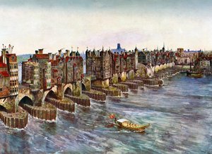 Old London Bridge, omkring 1630, c1900-1920 af Unbekannt