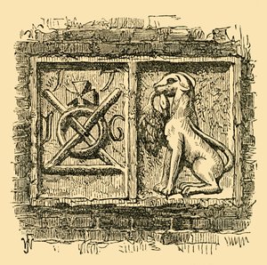 Gammelt tegn på hunden og anden., c1878. af Unbekannt