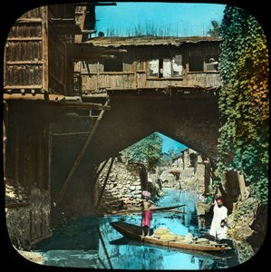 Gammel bro, Srinagar, Kashmir, Indien, slutningen af det 19. eller begyndelsen af det 20. århundrede af Unbekannt