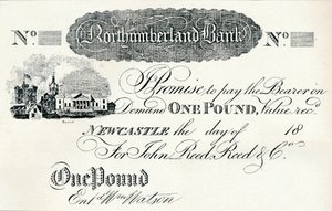 One Pound Note Executed for Northumberland Bank, c1820 af Unbekannt