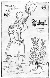En af de tidligste illustrationer af rygning, 1616 1890 af Unbekannt