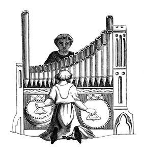 Orgel med et enkelt keyboard, 1300-tallet, 1870 af Unbekannt