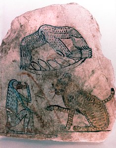 Ostracon Fragment, Gepard, Fugl og Abe, Egypten af Unbekannt