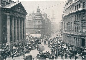 Udenfor Mansion House, City of London, kl. 9, c1901 1901 af Unbekannt