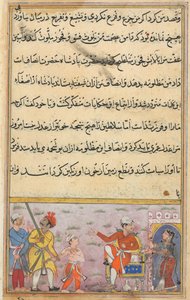 Side fra Tales of a Parrot Tuti-nama: Ottende nat: Prinsen bliver taget væk, ca. 1560. af Unbekannt