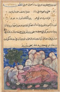 Side fra Tales of a Parrot Tuti-nama: Femtende nat: Løven forstyrret af mus..., 1558-1560. af Unbekannt