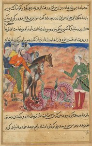 Side fra Tales of a Parrot Tuti-nama: Andenhalvtredsindstyve nat: Kongen spørger de fromme mænd, c1560. af Unbekannt
