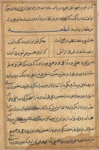 Side fra Tales of a Parrot Tuti-nama: tekstside, ca. 1560. af Unbekannt