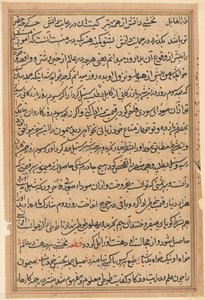 Side fra Tales of a Parrot Tuti-nama: tekstside, ca. 1560. af Unbekannt