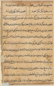 Side fra Tales of a Parrot Tuti-nama: tekstside, ca. 1560. af Unbekannt