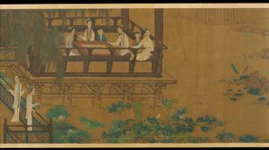 Palace Ladies by a Lotus Pond, 1700-tallet. af Unbekannt