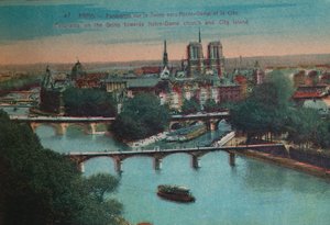 Panorama af Seinen med Notre-Dame-katedralen og Île de la Cité, Paris, c1920 af Unbekannt
