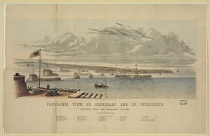 Panoramaudsigt over Kronstadt og St. Petersborg af Unbekannt