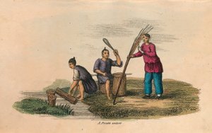 Papirfremstilling i Kina, AD 105, c1850 af Unbekannt