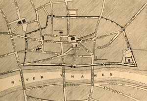 En del af det moderne London, viser den gamle mur, 1897. af Unbekannt