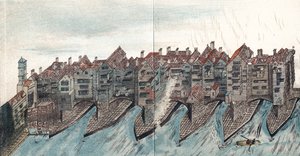 En del af Old London Bridge, c1600 af Unbekannt