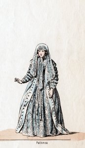 Tålmodighed, kostumedesign til Shakespeares skuespil, Henry VIII, 1800-tallet af Unbekannt