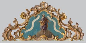Pediment af et alter med en figur af en helgen af Unbekannt