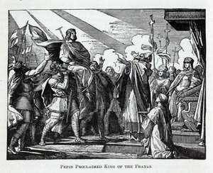 Pepin udråbt til frankernes konge, 1882 af Unbekannt