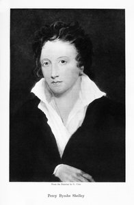 Percy Bysshe Shelley, engelsk romantisk digter, 1800-tallet af Unbekannt