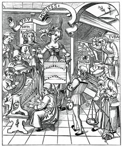 Personificering af musikken, med medhjælperne, digteren og musikerne, 1508, 1870 af Unbekannt
