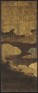 Fyrretræer, vand og skyer, Edo-perioden, 1600-tallet. af Unbekannt