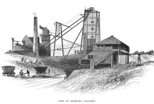 Schachtanlage bei Hebburn Colliery, Newcastle-upon-Tyne, 1860