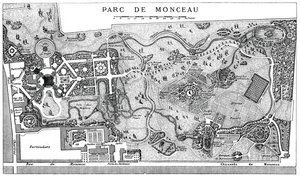Plan af Monceau Park, Paris, 1778, 1885 af Unbekannt