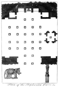Plan over Elephanta-hulerne, Indien, 1799 af Unbekannt