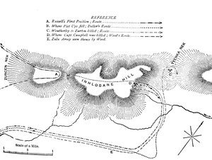 Plan for kampen på Inhlobane-bjerget, 28. marts 1979, c1880 af Unbekannt