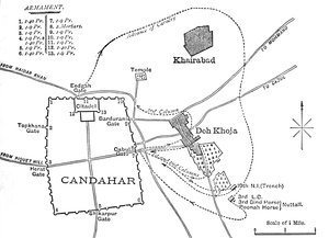 Plan over sortien fra Candahar, 16. august 1880, c1880 af Unbekannt