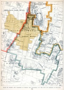 Plan over de menigheder og sogne, hvor Guildhall of the City of London er beliggende, 1886 af Unbekannt