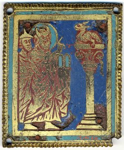 Plade med Moses, Aron og den skamløse slange, tysk, ca. 1200. af Unbekannt