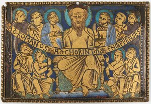 Plakett med Saint Paul og hans disciple, britisk, ca. 1160-80. af Unbekannt