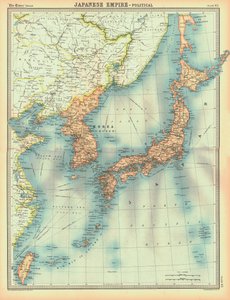 Politisk kort over det japanske imperium, begyndelsen af det 20. århundrede af Unbekannt