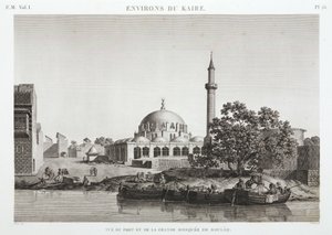 Havn og store moske i Boulaq, Cairo, Egypten, ca 1798 af Unbekannt