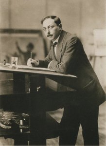 Portræt af Thomas Theodor Heine 1867-1948 i hans atelier, ca. 1913. af Unbekannt