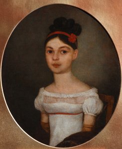 Portræt af Yelizaveta Fyodorovna Ozerova, født Zagryazyskaya 1800-1885, ca. 1815 af Unbekannt