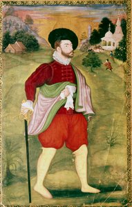 Portræt af en europæisk, Mughal-skole, Akbar-periode, slutningen af det 16. århundrede af Unbekannt