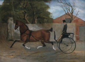 Portræt af en herre i en vogn, ca. 1850-60.
