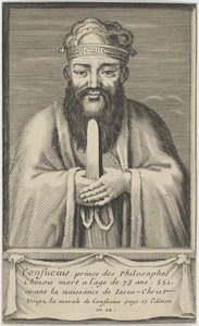 Portræt af den kinesiske tænker og socialfilosof Confucius, mellem 1745 og 1755. af Unbekannt