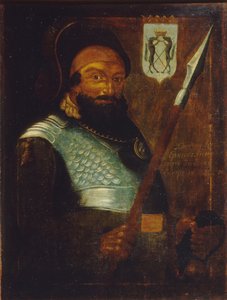 Portræt af kosaklederen, Erobreren af Sibirien Yermak Timofeyevich -1585, begyndelsen af det 18. århundrede. af Unbekannt