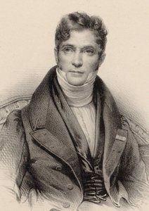 Portræt af dirigenten og komponisten Gaspare Spontini 1774-1851, ca 1844. af Unbekannt