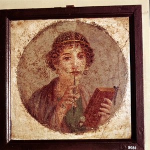 Portrætmaleri af Sappho, Pompeji, Italien af Unbekannt