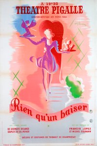 Plakat for Bare et kys, på Théâtre Pigalle, Paris, 20. århundrede