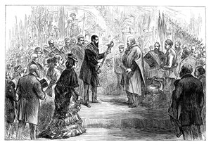 Præsentation af et sværd til Giuseppe Garibaldi i Crystal Palace, 1864 slutningen af det 19. århundrede af Unbekannt