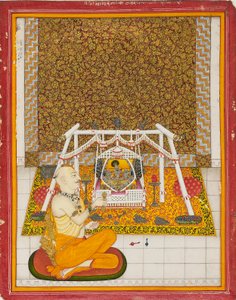 Præst ved en Krishna-helligdom, c1831 af Unbekannt