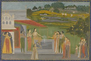 Prinsesser samles ved et springvand, ca. 1770. af Unbekannt